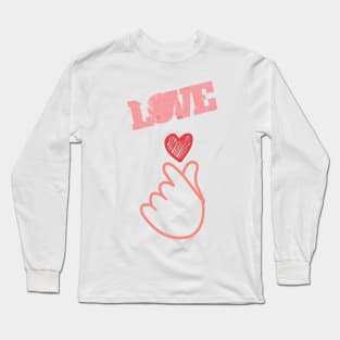 Mini heart, Korean love hand finger symbol Long Sleeve T-Shirt